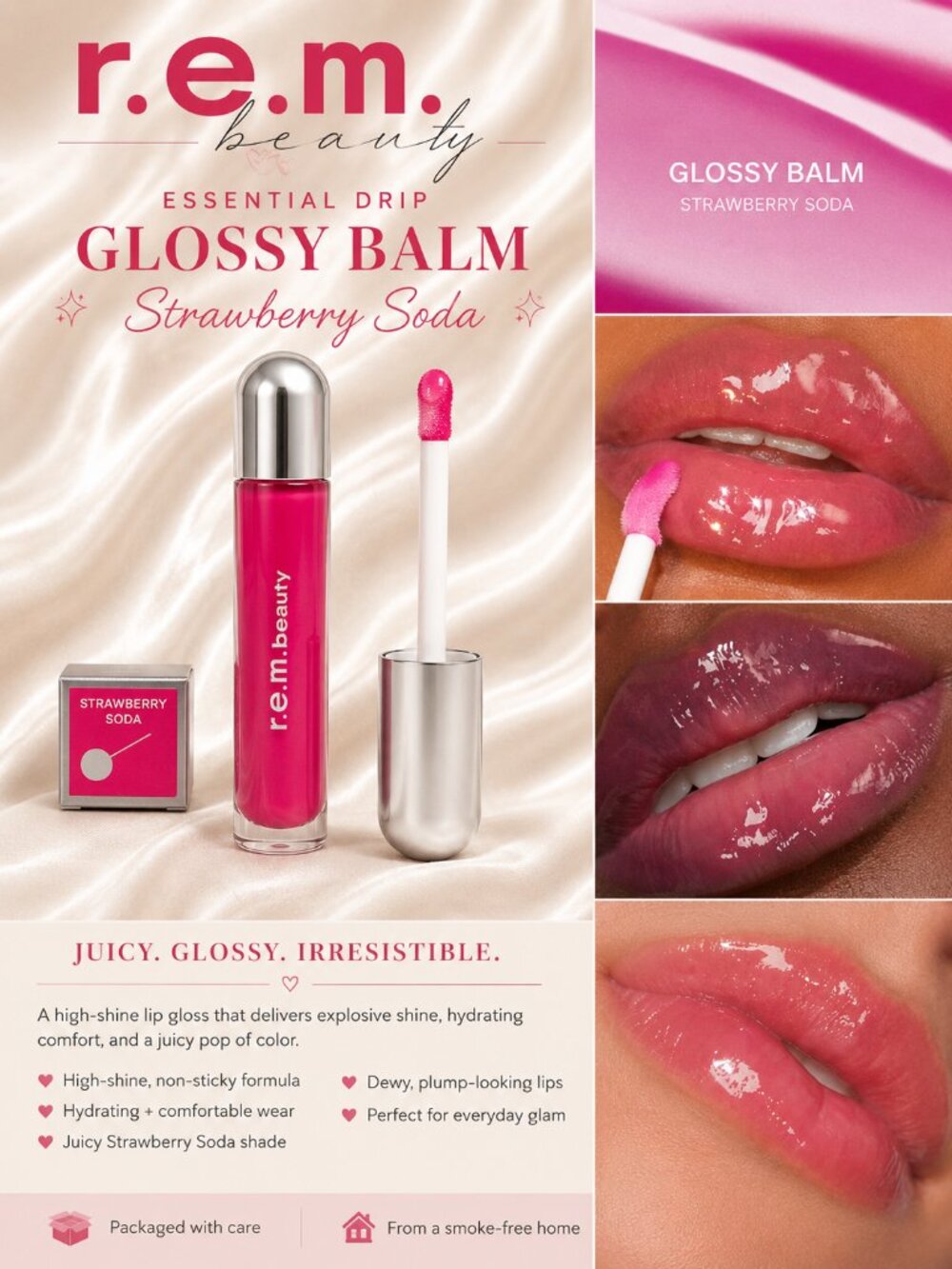 r.e.m. beauty Essential Drip Glossy Balm Strawberry Soda Lip Gloss